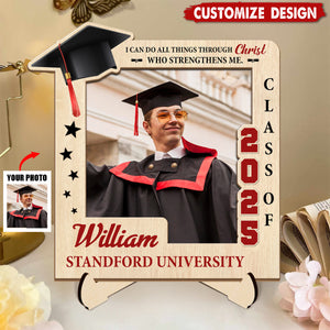 I Can Do All Things Through Christ - Personalized 2-Layered Graduation Wooden Plaque