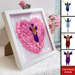 Class Of 2025 Graduation Gift So She Did - Personalized Flower Shadow Box