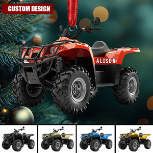 Personalized Quad Bike Christmas Ornament, Off Road Dirt Bike Ornament, Quad Racer Dirt Bike Rider Ornament With Name, 2D Acrylic Ornament
