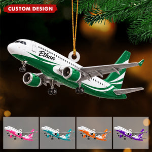 Personalized Passenger Airplane Ornament, Custom Name Aviation Christmas Gift, Jet Plane Acrylic Ornament