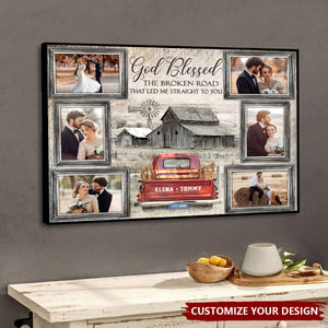 God Blessed Personalized Couple Photo Collage Wall Art Poster