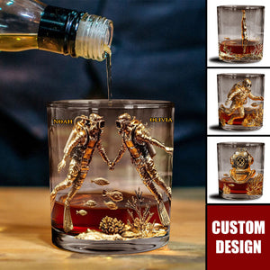Scuba Diving Lovers Gift - Personalized Scuba Diving Whiskey Glass