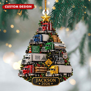 Personalized Semi Truck Christmas Ornament, Trucker Keepsake