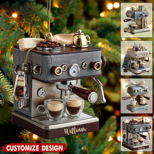 Personalized Coffee Machine Ornament- Gift For Coffee Lovers