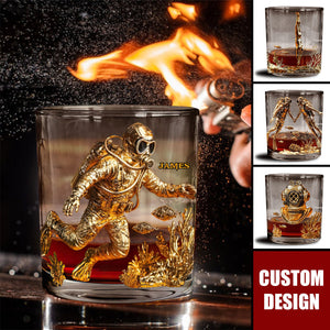 Scuba Diving Lovers Gift - Personalized Scuba Diving Whiskey Glass