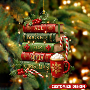 Personalized Hand-drawn Book For Acrylic Ornament - Gift For Reading Lovers