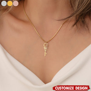 Personalized Sunflower Necklace - Gift For Mom,Grandma,Wife
