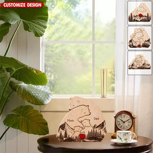 Hugging Bear Family New Version - Personalized Wooden Bear Family Puzzle