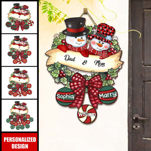 2025New Release Snowman Grandpa & Grandma Mom & Dad-Christmas Ball Kids Personalized Wood Sign