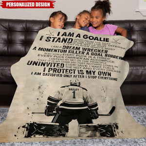 Personalized Hockey Goalie Blanket-Gift For Hockey Goalie Lovers