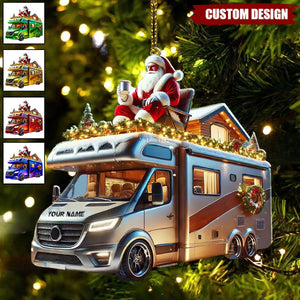 Custom Name Santa Truck Ornament, Santa Christmas Gift