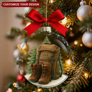 Personalized Hiking 3D Snow Christmas Ornament, Unique Camping Lover Keepsake Ornament