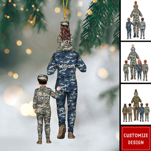 Personalized Military Dad And Kid Ornament - Gift For Family - 2024 New Release