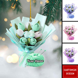 2024 New Release Personalized Knitting Flower Christmas Ornament - Gift For Crochet Lover