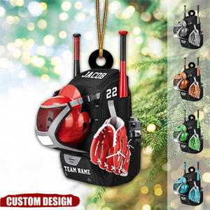 Personalized Baseball/Softball Bag with Helmet & Gloves Christmas Ornament, Gift For Baseball&Softball Lovers - New Release