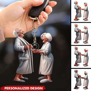 Funny Old Couple-Personalized Keychain-Gifts For Couple