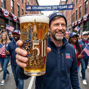 America 250th Anniversary Beer Glass - Personalized Gifts For Patriotic