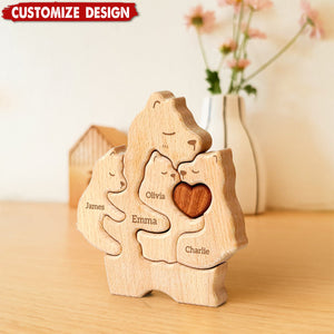 Mommy Bear Family Wooden Puzzle - Mother's Day Gift For Mom,Grandma