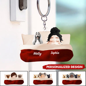 Personalized Sleeping With My Dog Keychain