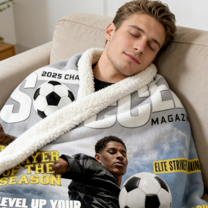 Personalized Soccer Magazine Cover Blanket - Gifts For Soccer Player