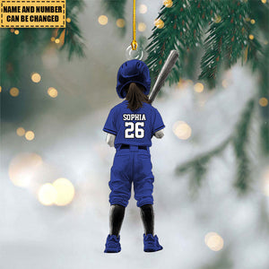 Personalized Girl Softball/Baseball Ornament - Gift For Softball Lovers - 2024 New Release
