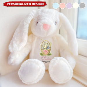 My First Easter Cute Bunny with Name and Year-Personalised Stuffed Bunny-Gift for Kids