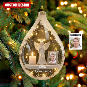 Personalized Angel and Candle Memorial Christmas Ornament –Memorial Gift