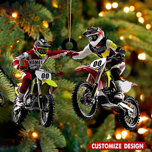 Personalized Motocross Partner Christmas Ornament - Gift For Motorbike Driver