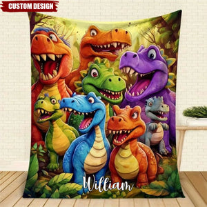 Personalized Dinosaurs Flannel Kid Blanket