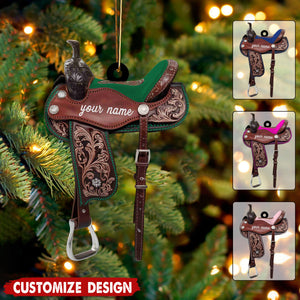 Personalized Horse Saddle Ornament - Gift for Western Lovers,Horse Lovers,Cowboy