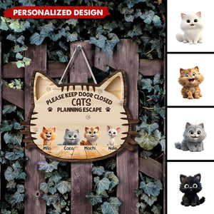 Please Keep Door Close-Personalized Cat Wood Sign