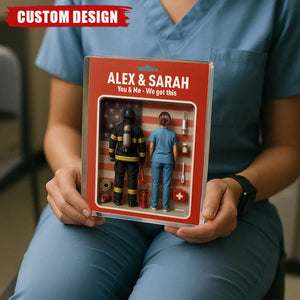 You & Me We Got This - Firefighter & Nurse Couple Toy Box Figures Style Personalized Acrylic Plaque