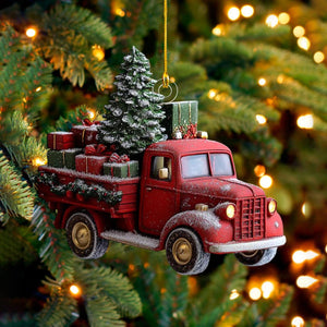 Red Vintage Truck Christmas Ornament