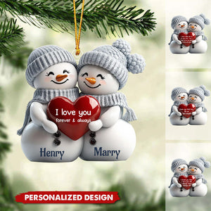2025New Release Couple Snowman Christmas Personalized Acrylic Ornament