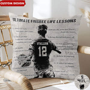 Personalized Ultimate Frisbee Life Lessons Pillow- Gift For Ultimate Frisbee Lovers