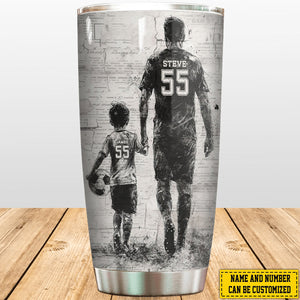 Behind Every Soccer Player-Personalized Soccer Dad Son Stainless Steel Tumbler-Father's Day Gift For Soccer Lovers