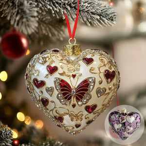 Butterfly Heart Acrylic Christmas Ornament-Gifts For Friends, Xmas Gift For Her