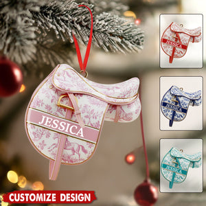 Personalized Equestrian Saddle Christmas Ornament - Gift For Horse Riding Lovers