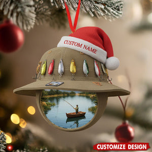 Personalized Fishing Hat Christmas Ornament - Gift for Fisherman