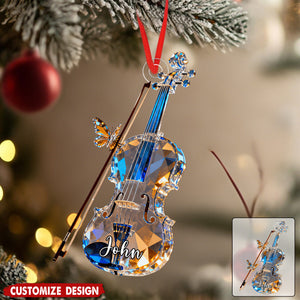 Personalized Violin Crystal Effect Ornament,Gift for Violinist