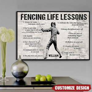 Personalized Fencing Life Lessons Poster-Gift For Fencing Lovers