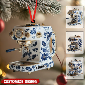 Personalized Coffee Maker Machine Christmas Ornament