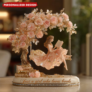 Just A Girl Who Loves Books-Personalized Book Shaped Acrylic Plaque