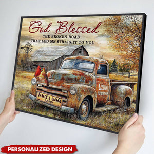 Vintage Truck And Cardinals-Personalized Poster-Gift for Couples