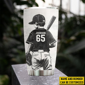 Personalized School Baseball Kid-Born To Play Baseball Stainless Steel Tumbler