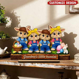 Personalized Little Bunnies 2-Layered Wooden Plaque - Easter Gift For Grandma