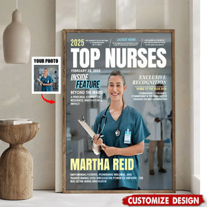 Personalized Top Nurses Magazine Cover Poster - Nurses Appreciate Gift