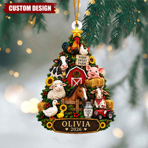 Personalized Farm Animal Christmas Ornament, Farmhouse Holiday Gift
