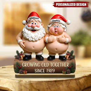 Growing Old Together-Personalized Couple Christmas Plaque-Gift For Couples And Parents