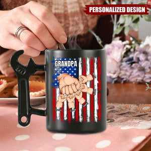 Fist Bump With Grandpa-Personalized Wrench Handle Mug